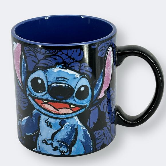 Disney Lilo & Stitch Coffee Mug Blue Allover Print Ceramic - Picture 1 of 3